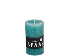 Spaas 12 Rustikale Stumpenkerzen ohne Duft, Paraffinwachs, Smaragdgrün, D 48 mm x H 80 mm