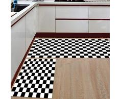 Prime Leader rutschfeste Küchenteppich, 2-teiliges Set, Fußmatte, schwarzer Hintergrund, süßer Pfotenabdruck, Gummirückseite, für den Innenbereich 23.6 x 35.4+23.6 x 70.9 Lattice47plr4549