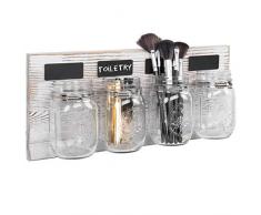 MyGift Aufbewahrungsbox für Einmachgläser, Bauernhaus-Stil, Wandmontage, mit Kreidetafel-Etiketten Country Rustic Medium weiß gekalkt