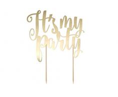 P&D Pick Schriftzug Its My Party Topper Tortenform Gold