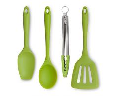 Zeal JSET40L Antihaft-Kochzange, Pfannenwender, Löffel und Kochlöffel, Silikon, 4-teiliges Set