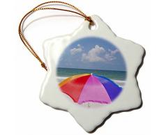3dRose ORN 89259 _ 1 Florida, St. Petersburg, Sonnenschirm – = pso0007 – Bereist Paul Souders – Schneeflocke Ornament, Porzellan, 3 Zoll