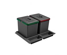 ELLETIPI Metropolis ptc28 06050 3 F C10 PPV Mülleimer Mülltrennung-Schublade, grau, 51 x 46 x 28 cm