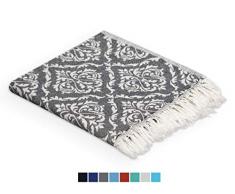 Anatolia Handtuch, 100% Baumwolle, Mehrzweck-Tuch (89 x 70 cm), Strandtuch, Badetuch, Badetuch, Peshtemal, Fouta, Pareo, Sarong, Überwurf, Jacquardgewebe, schnelltrocknend, sandbeständig schwarz