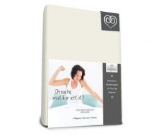 Bed-Fashion Elasthan Split Topper Spannbettlaken, Mako-Satin, Off Weiß, doppelt, 140 x 200 cm