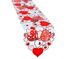 Simhomsen Stickerei Love Heart Tischläufer für Valentinstag 14. Februar Hochzeit Jubiläum Heiratsantrag Verlobung Kommode Schal 14 × 69 inches rot