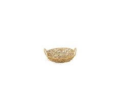 Home Korb rund geflochten, 26 x 7 cm, Stroh, Metall, braun