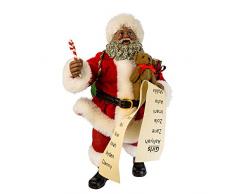 Kurt Adler Fabriche schwarzer Weihnachtsmann mit Liste und Zuckerstange, 26,7 cm