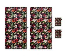 Ed Hicks 2 Extra Groß Strandtuch und Urlaub Handtücher. Mikrofaser - Kein Geruch - Kompakt - Sand Frei. Passende Tragetasche zum Tragen und Verbergen des Telefons und der Tasten. 2 * Tropische Blumen