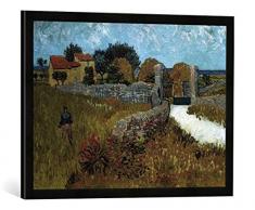 Gerahmtes Bild von Vincent Van Gogh Un Mas de Provence, Kunstdruck im hochwertigen handgefertigten Bilder-Rahmen, 70x50 cm, Schwarz matt