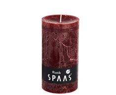 Spaas 8 Rustikale Stumpenkerzen ohne Duft, Paraffinwachs Weinrot, D 70 mm x H 130 mm