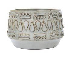 Creative Co-op Embossed Stoneware Planter with Reactive Glaze Finish (Holds 4 Pot/Each one Will Vary) Pflanzgefäß, Steingut, grün