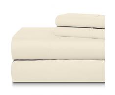 Dream Castle Bettwäsche Fadenzahl 1000 100% weiche langstapelige Baumwolle Satin Tabelle Sets von Queen vanille