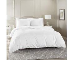 Nestl Bettwäsche Bettbezug 3-teiliges Set - Ultra Soft Double Gebürstete Mikrofaser Hotel Kollektion - Steppdeckenbezug mit Knopfverschluss und 2 Kissenbezügen, Weiß - King 228,6 x 264 cm