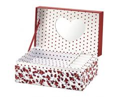 AMBITION Schmuckkasten Damen Vogelbeere 18 x 11 x 7,5 cm Schmuckkästchen Schmuckkoffer Aufbewahrungsbox mit Fächern Spiegel Geschenk Box schick stilvoll, weiß-rot