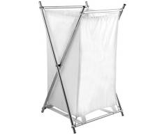 Home Wäschekorb, Stoff, Stahl und Weiß