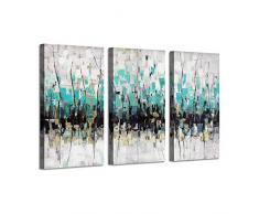 Artistic Path Leinwandbild, abstrakt, mit Copyright-Lizenzbild, hochauflösende Auflösung, Kunstdruck auf Leinwand, Teal -1, 34 x 20 x 3 Panels