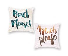 Aremetop 4 Stück Kreativer Sommer-Stil Sukkulenten Pflanzen Überwurf Kissenbezug Super Soft Kaktusblüte stachelige Birne Home Deko Kissenbezug Kissenbezug 45,7 x 45,7 cm 18 X 18 Inches 2 Pack Beach Please