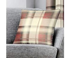 Fusion Home Furnishings Balmoral Check Kissen mit Füllung, 100% Baumwolle, Blush Pink, Cushion (Filled): 43 x 43cm