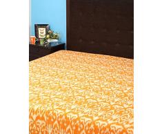 Rajrang BST02328 Ikat Prt mit Kantha Orange Baumwolle Tagesdecke