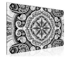 Bilder Mandala Abstrakt Wandbild 200 x 80 cm Vlies - Leinwand Bild XXL Format Wandbilder Wohnzimmer Wohnung Deko Kunstdrucke Schwarz Weiß 5 Teilig - MADE IN GERMANY - Fertig zum Aufhängen 506755c