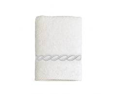 Linum Wohntextilien Soft Twist Cadena Premium Authentic Weich 100% Türkische Baumwolle Hotel Collection Waschlappen, weiß/Silber, Einheitsgröße