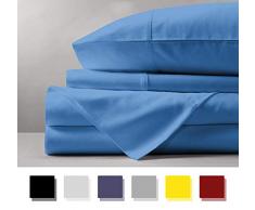 Gemütliche Bettlaken, luxuriös, 100 % ägyptische Baumwolle, Fadenzahl 1000, 4-teiliges Set, passend für Matratzen mit einer Tiefe von bis zu 45,7 cm Queen dunkelblau