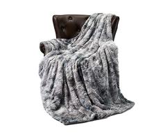 FFLMYUHUL I U Super weiche und warme Bettwäsche Nickerchen Decke Überwurf Decke Deko für Schlafzimmer Sofa Boden grau