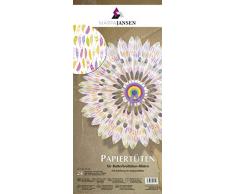 MarpaJansen Papiertüten für Deko-Sterne/Blüten - Bastelset - Butterbrottüten - (10 x 22 cm, 24 Stück) - inkl. Bastelanleitung - Federn