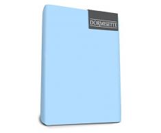 Bed-Fashion Dormisette Elasthan Split Topper Spannbettlaken, Mako-Satin, blau, doppelte, 160 x 200 cm