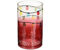 Pavillon – Weihnachtslicht Ombre Rot Crackled Glas Hurricane großer Kerzenhalter 20,3 cm – Merry & Bright