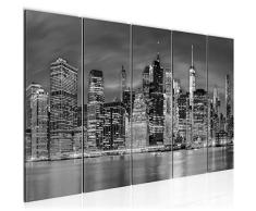Bilder New York Wandbild 200 x 80 cm Vlies - Leinwand Bild XXL Format Wandbilder Wohnzimmer Wohnung Deko Kunstdrucke Grau 5 Teilig - MADE IN GERMANY - Fertig zum Aufhängen 014055c