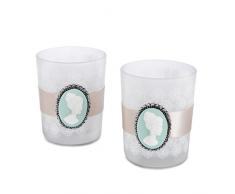 Kate Aspen Vintage Cameo Frosted Glas Teelichthalter (Set von 4)