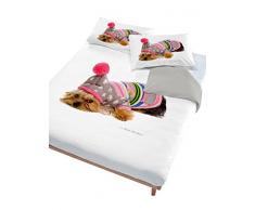 Digital cp-dig-2p Bettbezug, 100% Baumwolle, Doppelbett 516 Hund Mütze (250 x 200 cm + 2/52 x 82 cm) Rosa