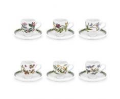 Portmeirion Botanic Garden Kaffeetasse mit Untertasse, 118 ml, 6 Stück