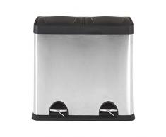 Premier Housewares Premier Recycle Mülleimer, mit 2 Fächern, 48 l, Edelstahl, Silber, 34x59x55