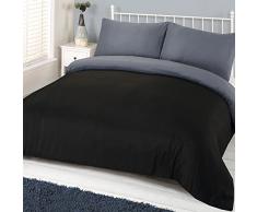 Dreamscene Bettwäsche Halb Set, Microfaser Soft Touch, schwarz/grau, doppelt