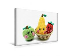 Premium Textil-Leinwand 45 x 30 cm Quer-Format Gehäkelte süße Früchtchen im Korb | Wandbild, HD-Bild auf Keilrahmen, Fertigbild auf hochwertigem Vlies, Leinwanddruck von Anja Frost