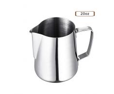 Coffee Tree Milchaufschäumer aus Edelstahl für Espressomaschine, Cappuccino Latte 20oz Silber