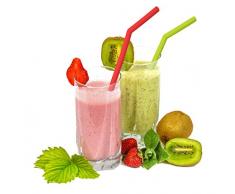 Vin Bouquet FIK 637 637 Set mit 1 Bürste und 4 wiederverwendbaren Trinkhalmen Verschiedene Farben. Ideal für Cocktails, Smoothies, Säfte, Silikon