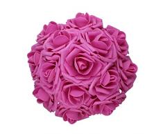 AnParty 50 Künstlichen Blume , Real Touch Schaumstoff-Rosen Dekoration DIY für Hochzeit Brautjungfer Bridal Bouquet Aufsteller Party Hot Pink