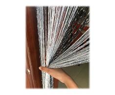 eyotool 1 x 2 m Fadenvorhang seltene flach Silber Band Gewinde Fransen Fenster Panel Raumteiler Cute Streifen Quaste für Hochzeit kaffee Haus Restaurant Teile