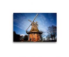Calvendo Premium Textil-Leinwand 45 cm x 30 cm quer Windmühle in Bad Zwischenahn | Wandbild, Bild auf Keilrahmen, Fertigbild auf echter Leinwand. am Zwischenahner Meer Natur Natur