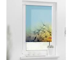 Lichtblick Rollo Klemmfix, 80 x 150 cm mit Motiv Pusteblume - Blau Montage ohne Bohren, moderner Sicht-und Sonnenschutz, Motivrollo, lichtdurchlässig & Blickdicht