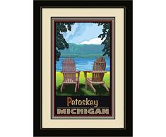Northwest Art Mall jk-6248 fgdm adcl Petoskey (, Michigan Adirondack Stühle Lake gerahmtes Wandbild Art von Künstler Joanne Kollman, 40,6 x 55,9 cm