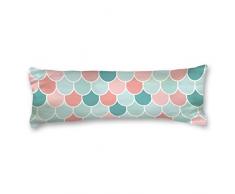 YYone Mermaid Maßstab Coral und Blau seidig Reißverschluss Körper Kissen Schutzhülle 50,8 x 152,4 cm