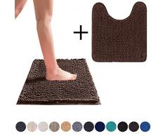 DEARTOWN Rutschfest Dick Mikrofaser Badezimmer Teppiche, Waschmaschine Gewaschen Bad-Teppiche mit Wasser saugfähig 20×32/20×24U inches Braun