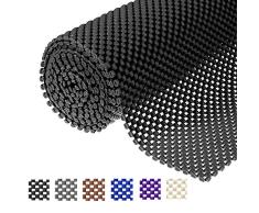 L7HWDP Regaleinsatz Schubladeneinlage rutschfeste Matte Einlegeböden 30,5 x 16,5 m Rastermuster PVC rutschfeste Matte für Küchenschränke Draht Regale Speisekammer Kommode Kühlschrank schwarz