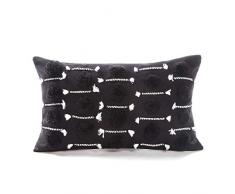 Ailsan Kissenbezug für Stühle, super weich, handgefertigt, dekorative Kissenbezüge, gewebte Baumwolle, Quaste für Couch Stühle, Sofa, Bett, Büro, Bauernhof 12x20 Inch Schwarz getuftet, cremefarben