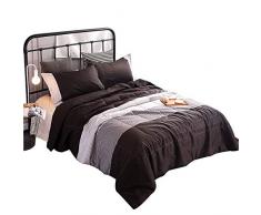 WINLIFE Polyester Bettwäsche Einfügen – Hypoallergen Dünn Steppdecke für Sommer Modern Queen Stripe Grey